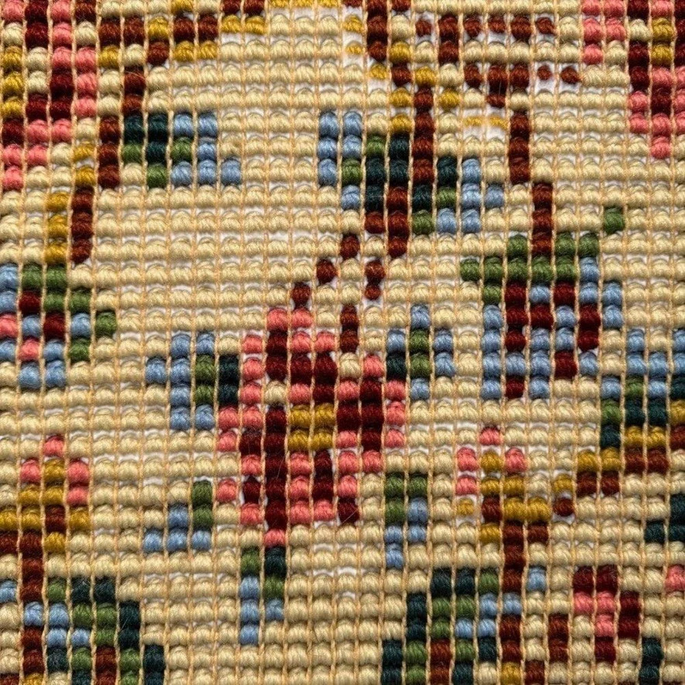 Vintage Floral Latch Hook Wool Rug Wall Hanging Rectangular 22